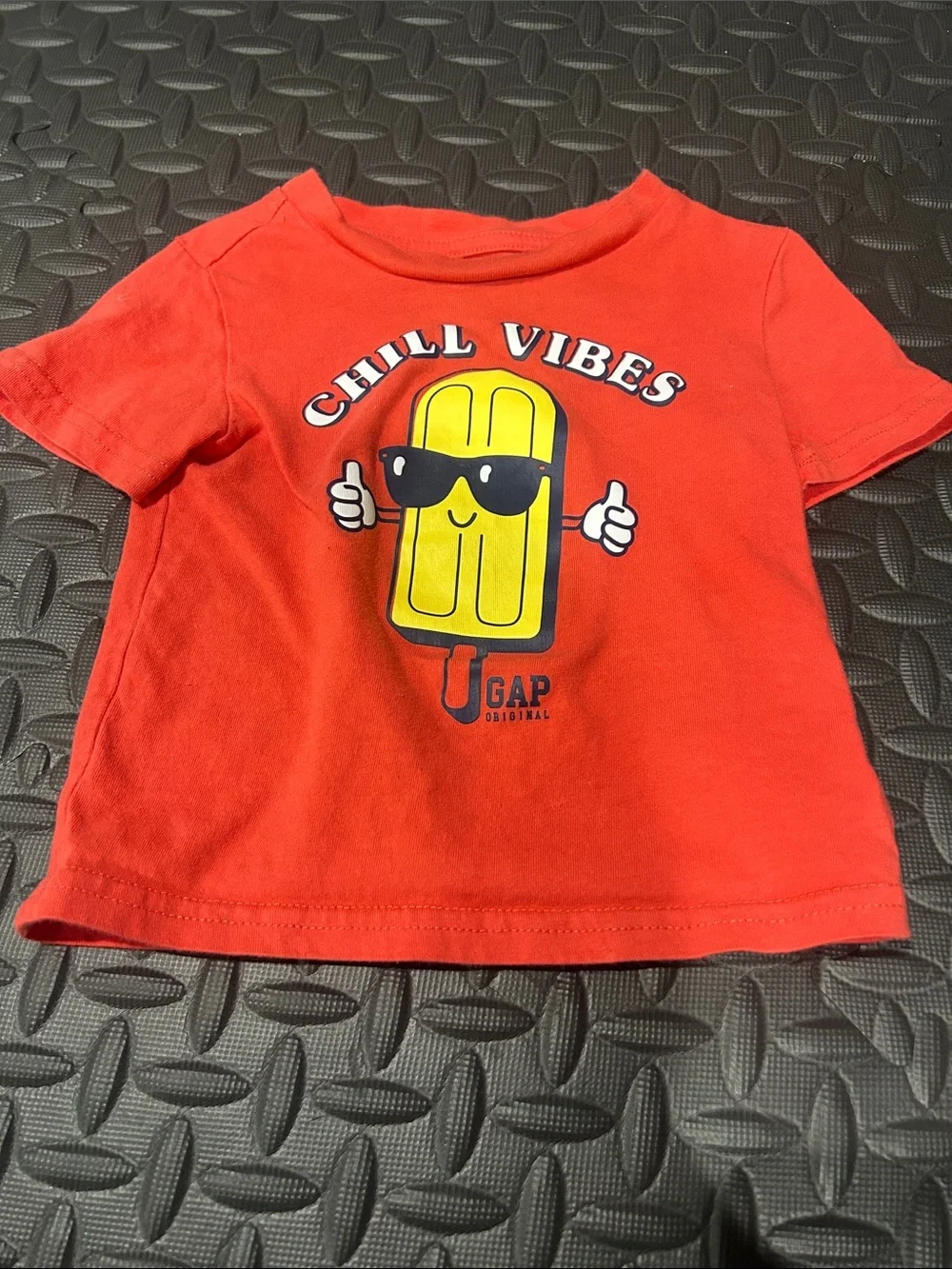 GAP Red Tee with Yellow Popsicle 'Chill Vibes' Graphic